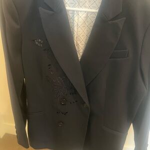 Worth Navy Blazer with Embroidered Detail